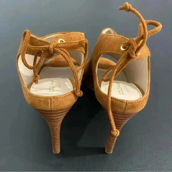 Cole Haan Leather Heel Sling Back Heel Shoes Sandals Emmett 70s Retro Boho New - Picture 7 of 12